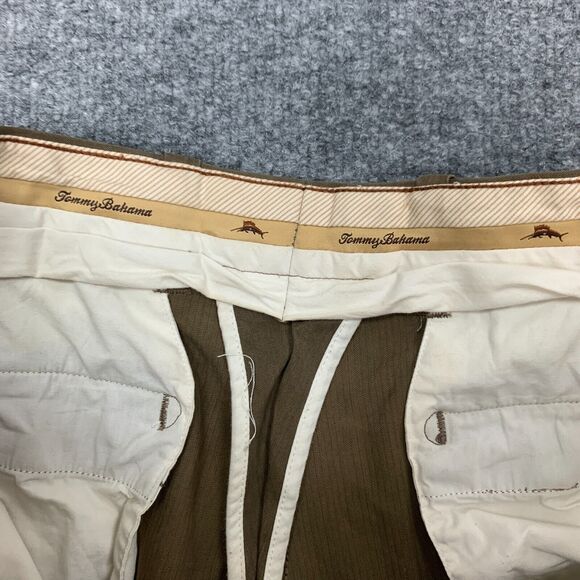 Vintage Tommy Bahama Pant Mens 34X28 Brown Silk Blend Pleated Front Relaxed Fit - Picture 4 of 12